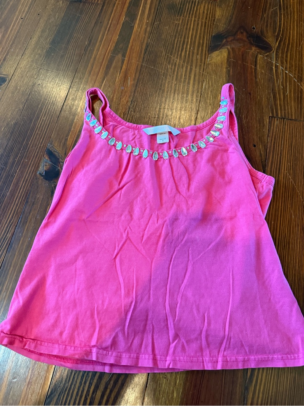 Y2K Victoria’s Secret Women's Embellished Pink Tank Top